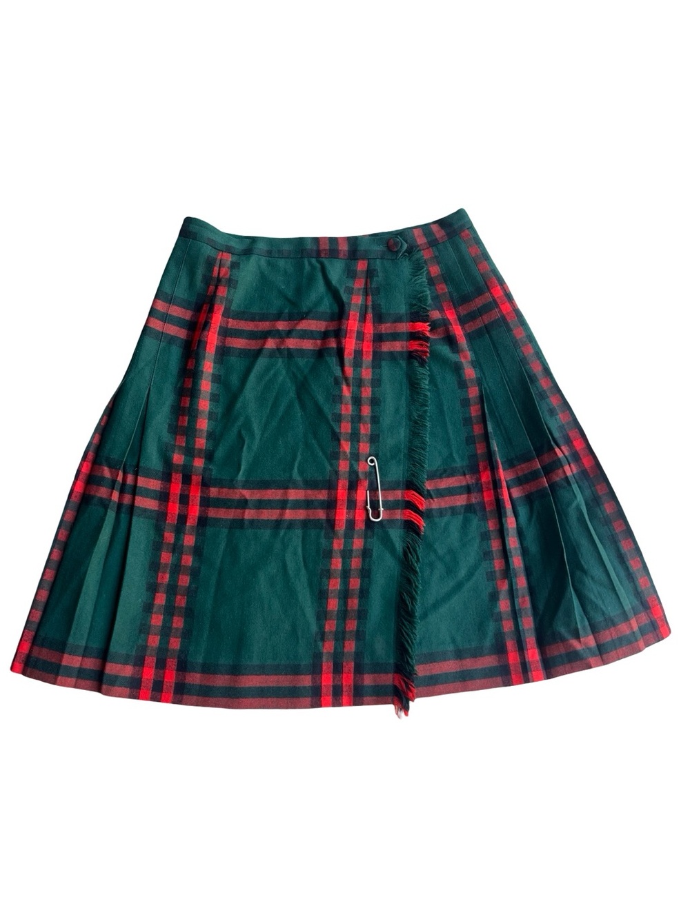 VTG 60s 70s ROB ROY Highland Queen Pure Wool Tartan Red Green Women’s Kilt w Pin
